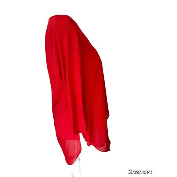 Kate & Mallory Tunic Layered Detail Red 3/4 Sleeve Size Medium - Picture 2 of 8